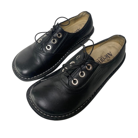 Alegria Shoes - Alegria Black Leather Lace Up Rocker Bottom Shoes Womens Size 36/ US 6-6.5